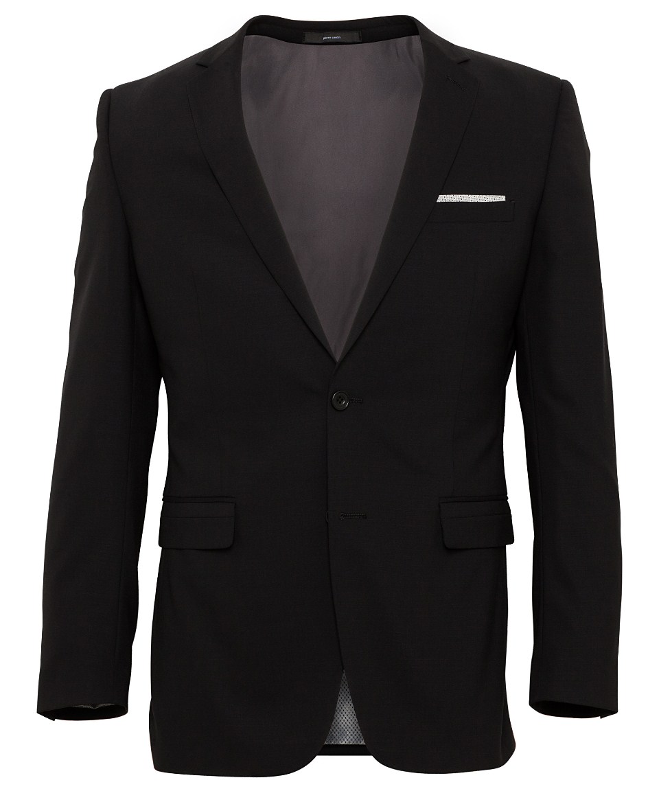 Black Wool 2 Button Single Breasted Suit Jacket